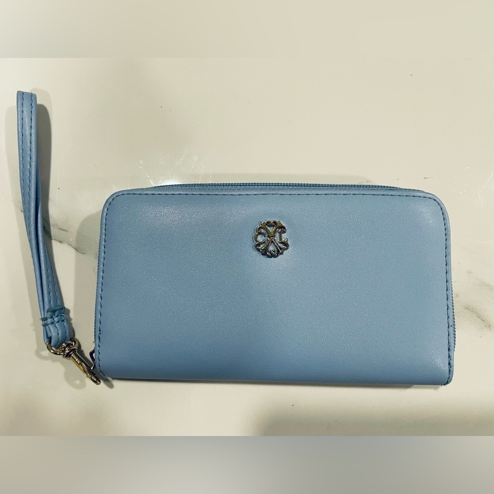 Christian Lacroix Chic Tiffany Blue Wallet with Wrist Strap.